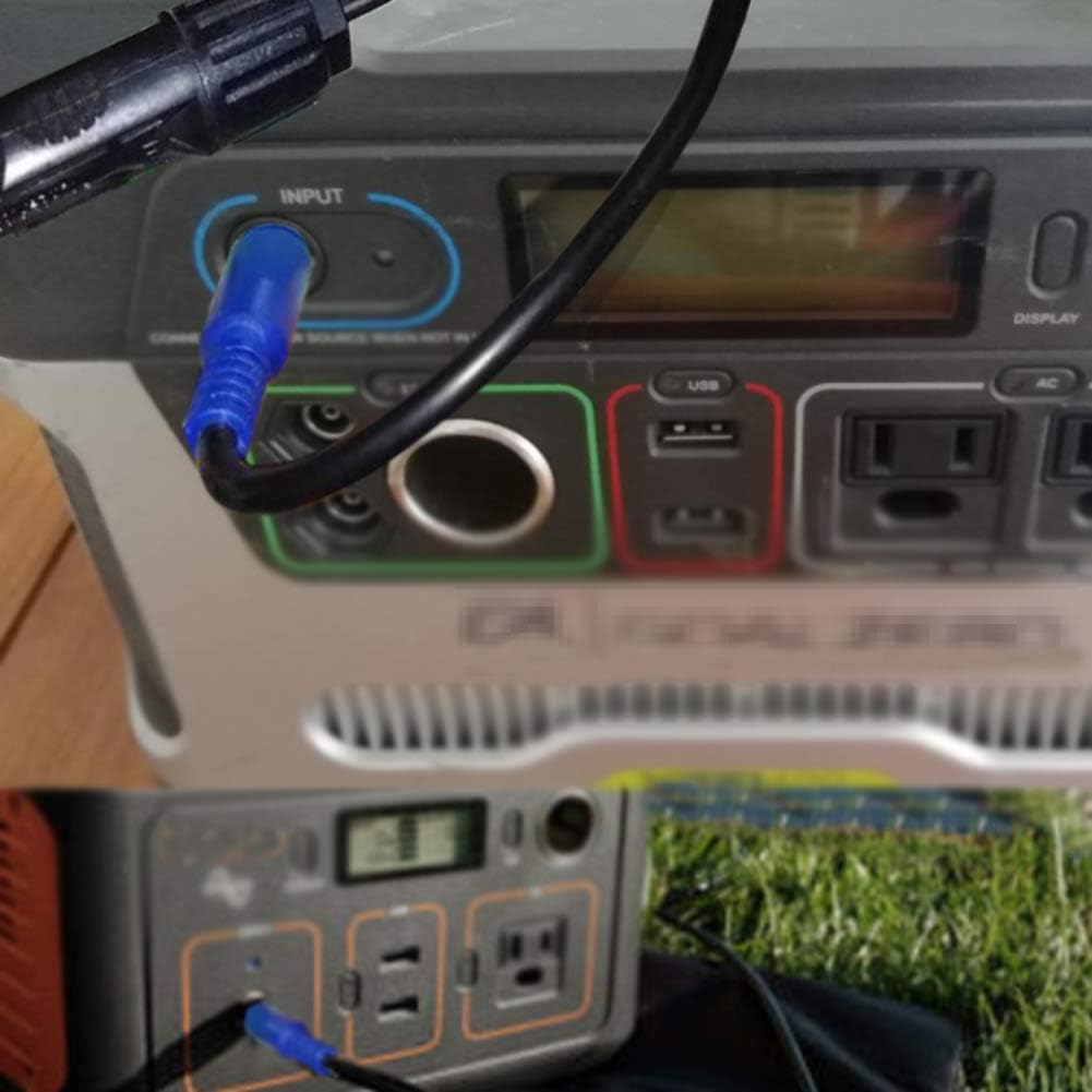 PORGENERO Solar Cable to 8mm Adapter Compatible with MC4 Connector 48" for GZ Products (Female Positive) (Blue)